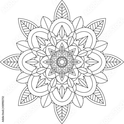 Easy Mandala coloring book simple and basic for beginners  seniors and children. Set of Mehndi flower pattern for Henna drawing and tattoo. Decoration in ethnic oriental  Indian style.