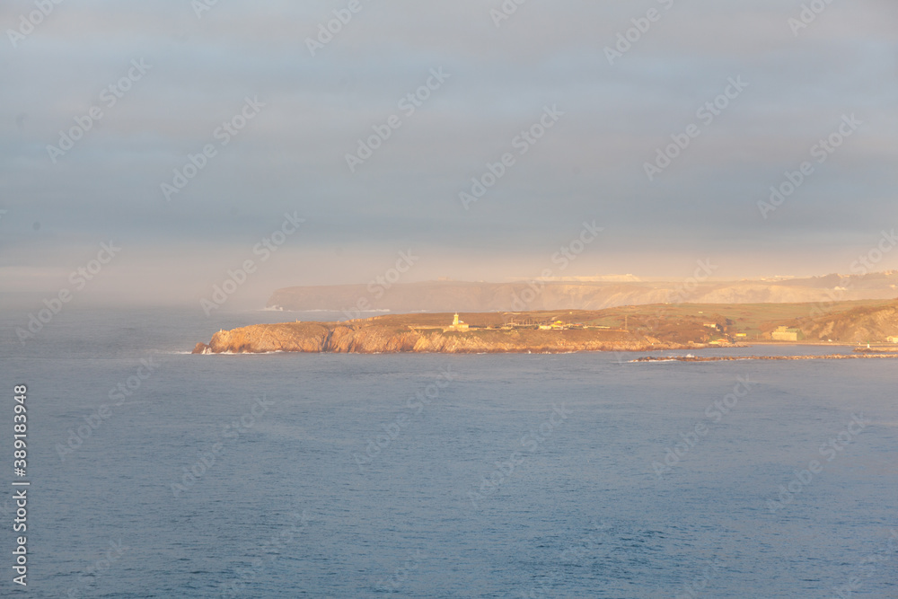 Fototapeta premium View of the Cantabrian Sea from the town of Salinas, Asturias, northern Spain