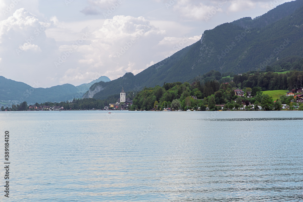 View of St. Wolfgang and Lake Wolfgang, seen from the Burglstein path View of St. Wolfgang and Lake Wolfgang, seen from the Burglstein path