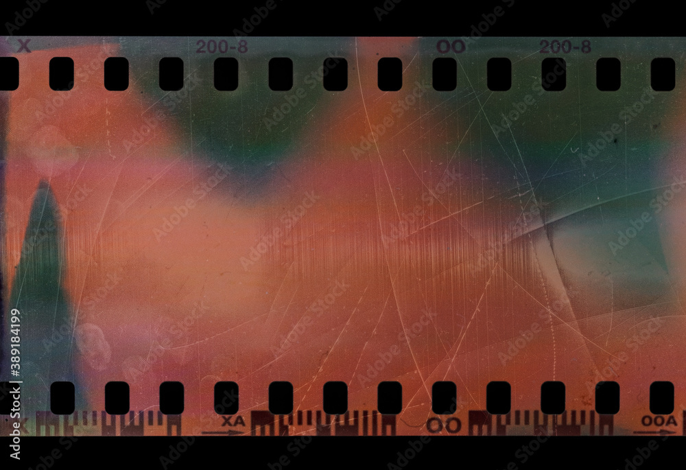 Single Scratched 35mm Film Movie Strip Stock Photo 1388128877