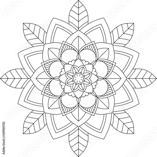 Easy Mandala coloring book simple and basic for beginners  seniors and children. Set of Mehndi flower pattern for Henna drawing and tattoo. Decoration in ethnic oriental  Indian style.