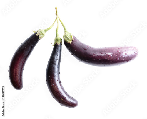 A bunch of eggplants isolated on a white