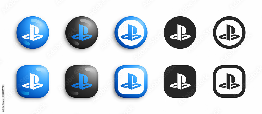 klipning Sælger Shuraba Sony PlayStation Video Game Console Modern 3D And Flat Icons Set Vector  Isolated On White Background. PS Logo In Different Variations Stock ベクター |  Adobe Stock