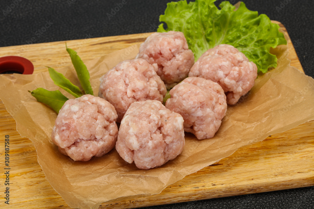 Homemade raw pork minced meatball for cooking Homemade raw pork minced meatball for cooking