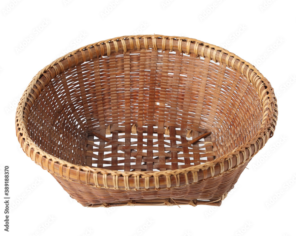 Fototapeta premium vintage Thai wicker basket on white background
