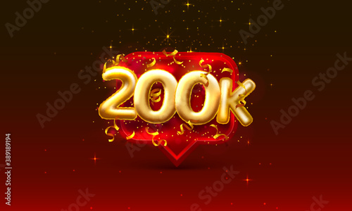 Thank you followers peoples, 200k online social group, happy banner celebrate, Vector photo