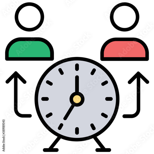 
Two male avatar with clock symbolic of time management 
