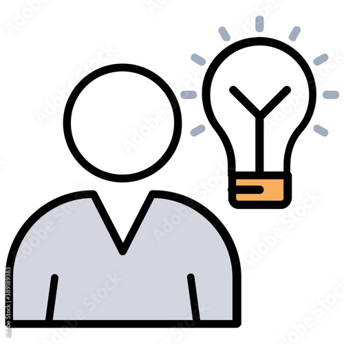 concept of creative business idea generation flat icon 
