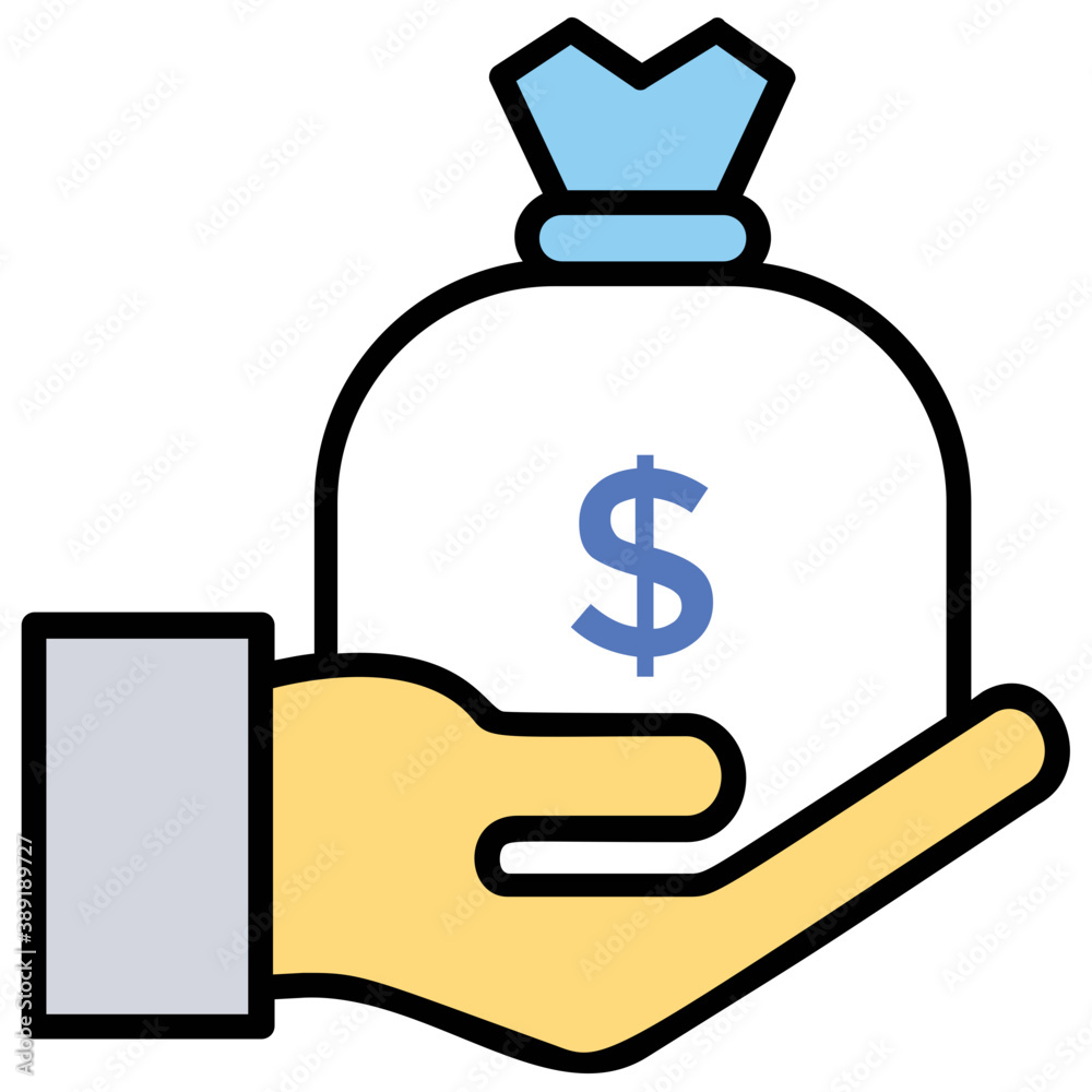 Hand holding money bag with pouch sign the concept of loan
Hand holding money bag with pouch sign the concept of loan