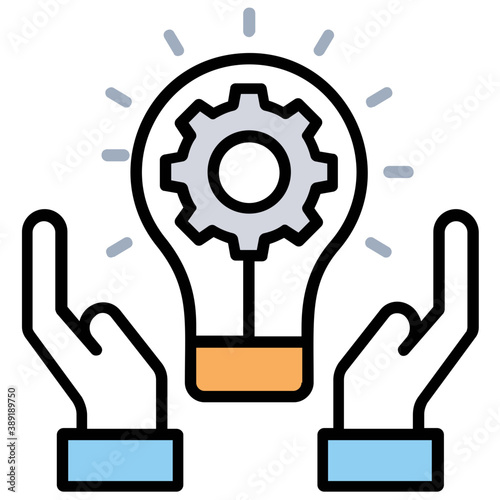 concept of creative business idea generation flat icon 

