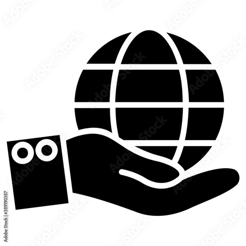 
Human hand holding globe, corporate social responsibility concept 

