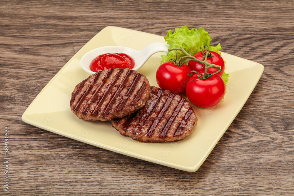 Grilled burger cutlet with sauce Grilled burger cutlet with sauce