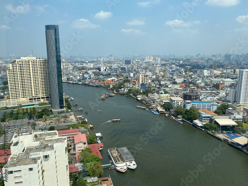 Bangkok city view over river from high angle in daytime © Sean