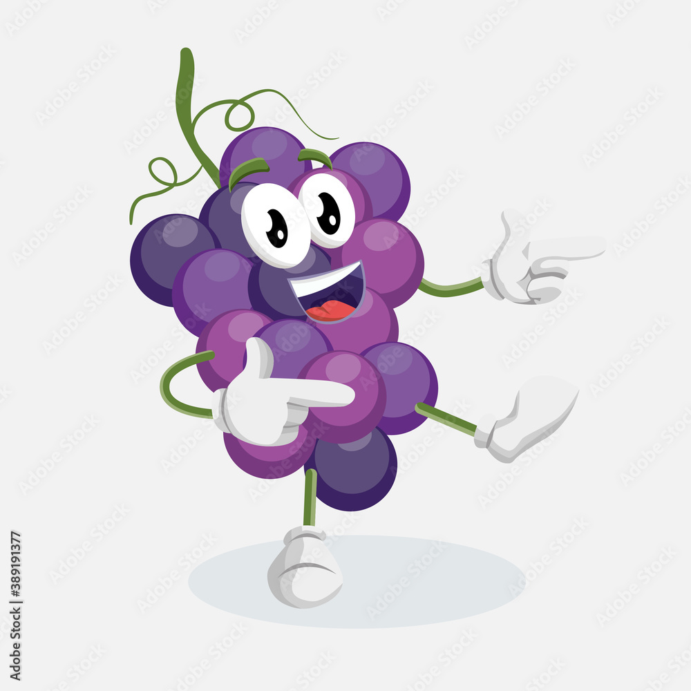 Grape Logo Mascot Hi pose Grape Logo Mascot Hi pose