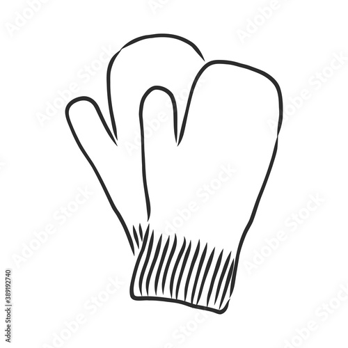 Baby mittens vector sketch icon isolated on background. Hand drawn Baby mittens icon. the mittens, vector sketch illustration