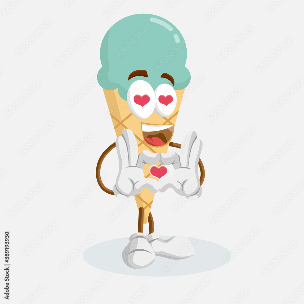 Ice cream Logo mascot in love pose