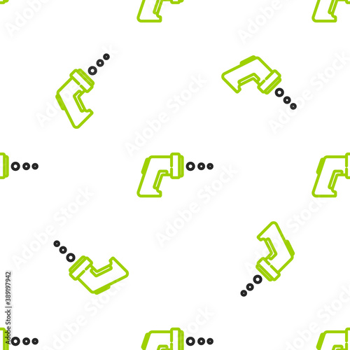Line Digital contactless thermometer with infrared light icon isolated seamless pattern on white background. Vector.