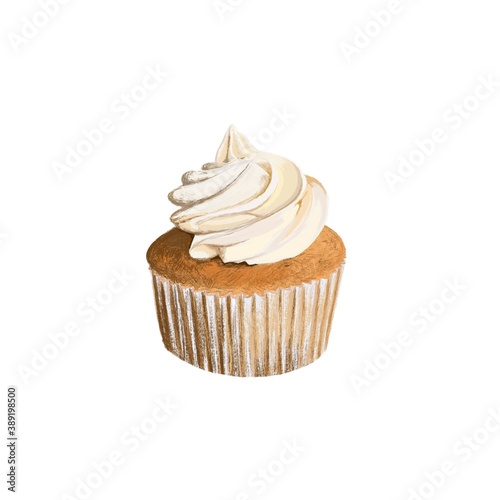 A cupcake isolated on white background