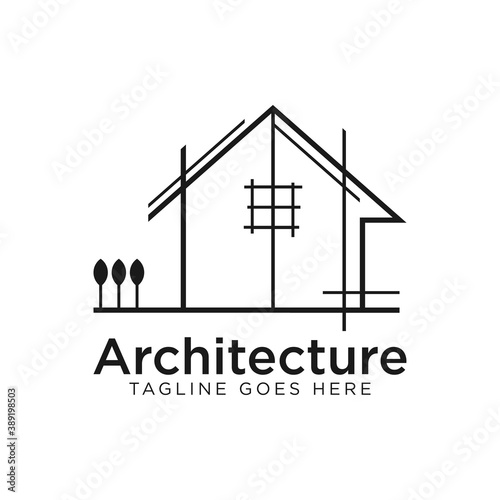 Architect house logo, architectural and construction design vector.