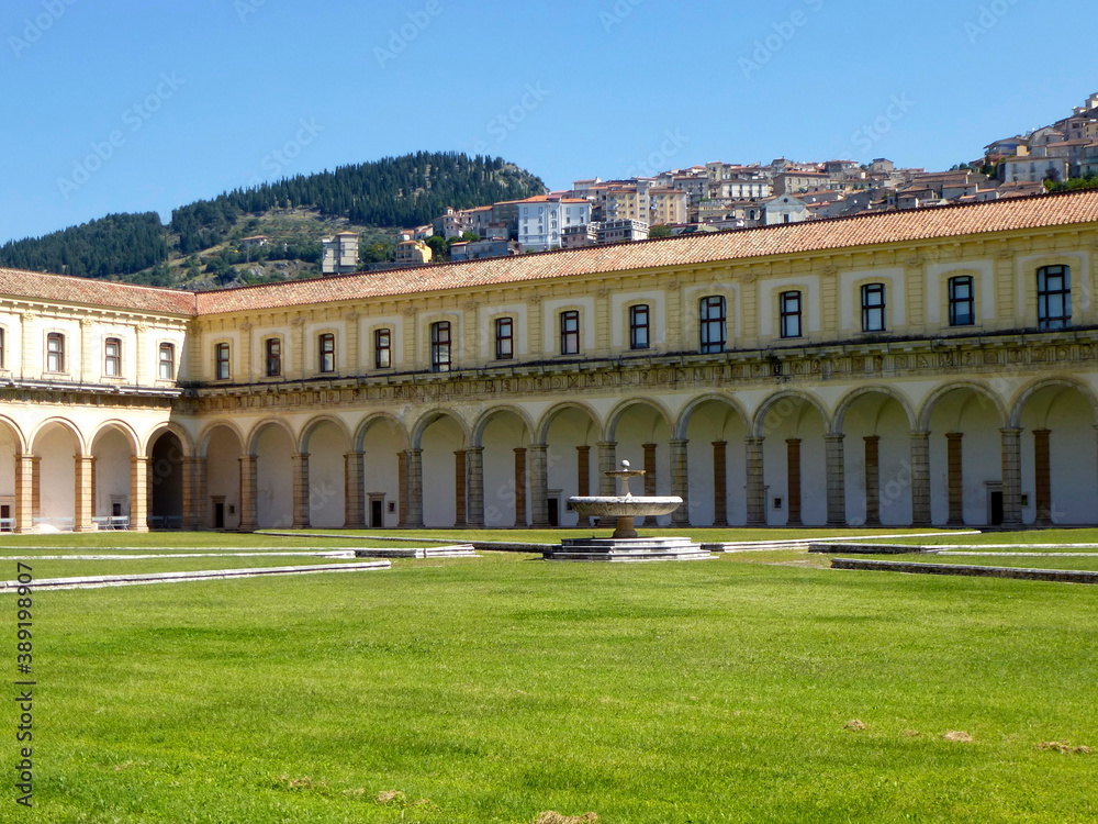 Cloister and courtyard of Certosa di San Lorenzo di Padula, Padula, Campania, Italy