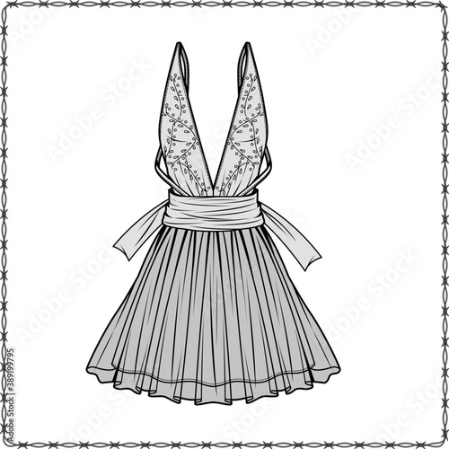 Editable fashion garment flat sketch for creating new designs