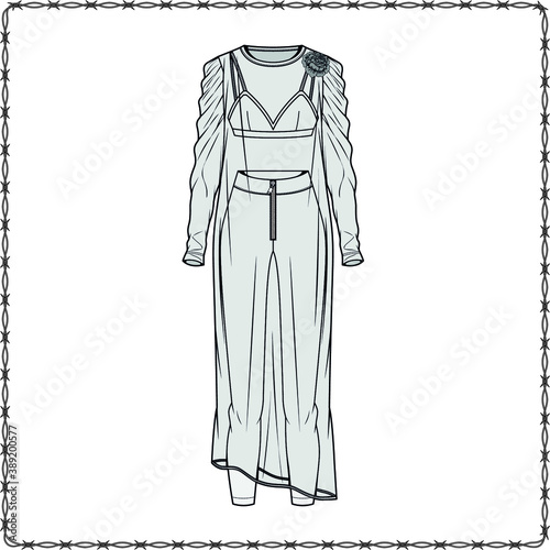 Editable fashion garment flat sketch for creating new designs