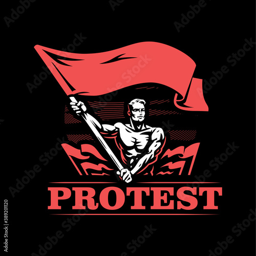 A man with a flag.