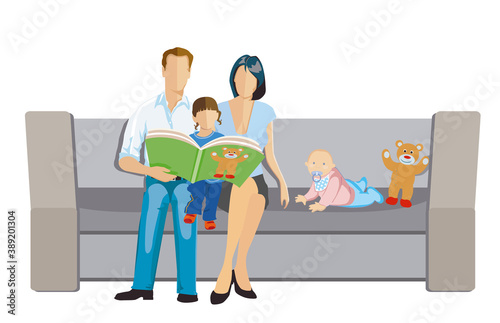 Eltern mit Kind beim vorlesen