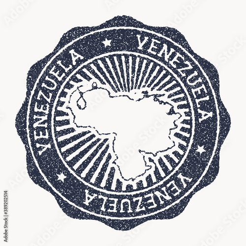 Venezuela stamp. Travel rubber stamp with the name and map of the country, vector illustration. Can be used as insignia, logotype, label, sticker or badge of Venezuela.