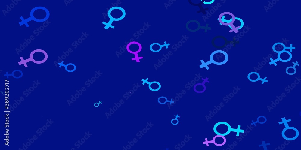Light Pink, Blue vector template with businesswoman signs.