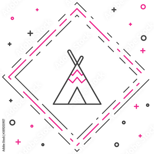 Line Traditional indian teepee or wigwam icon isolated on white background. Indian tent. Colorful outline concept. Vector.