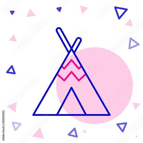 Line Traditional indian teepee or wigwam icon isolated on white background. Indian tent. Colorful outline concept. Vector.