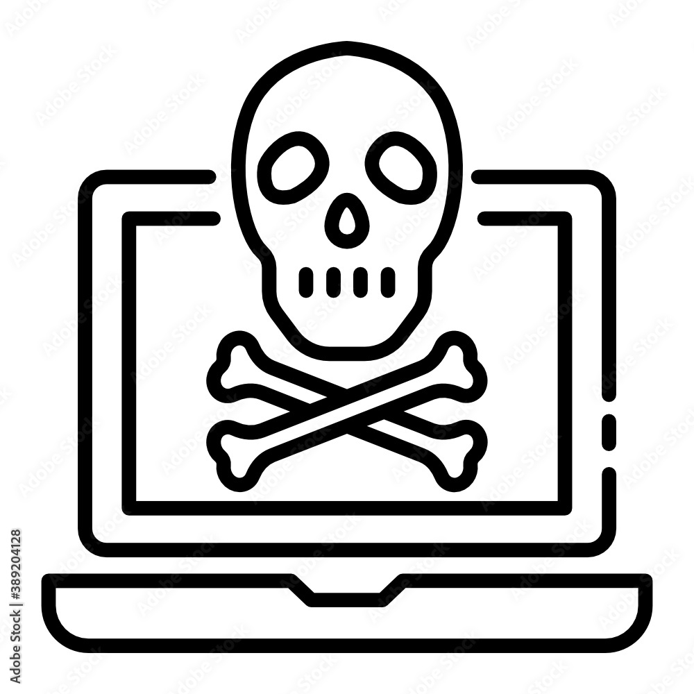 Computer Virus Vector Line Icon Design, Cloud computing and Internet hosting services Symbol on White background, Hacking Attempt Concept, Cross Bone with Skull Sign Computer Virus Vector Line Icon Design, Cloud computing and Internet hosting services Symbol on White background, Hacking Attempt Concept, Cross Bone with Skull Sign