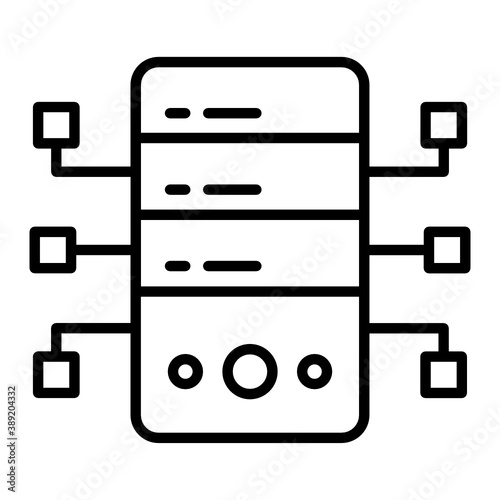 Backup Server Concept, Supercomputer Nodes and Branches Concept Vector line Line Design, Cloud computing and Internet hosting services Symbol on White background 