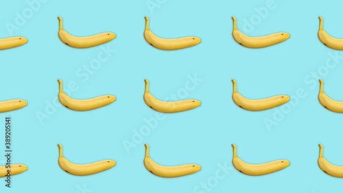 4K 60FPS Bananas on the Blue Background - Horizontal Animation