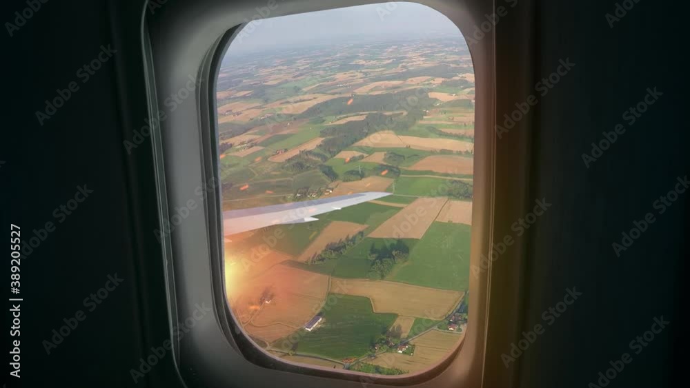 View from the window of a burning engine in falling plane. View from the window of a burning engine in falling plane.