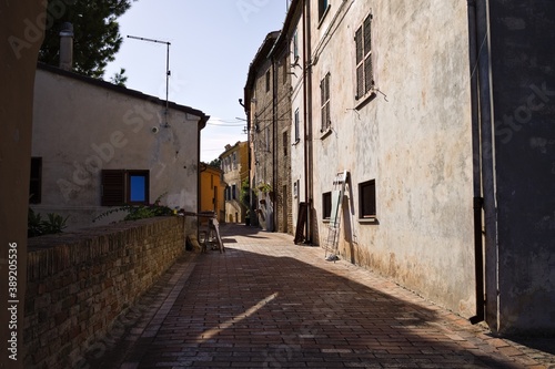 An alley in a medieval italian village  Corinaldo  Marche  Italy 