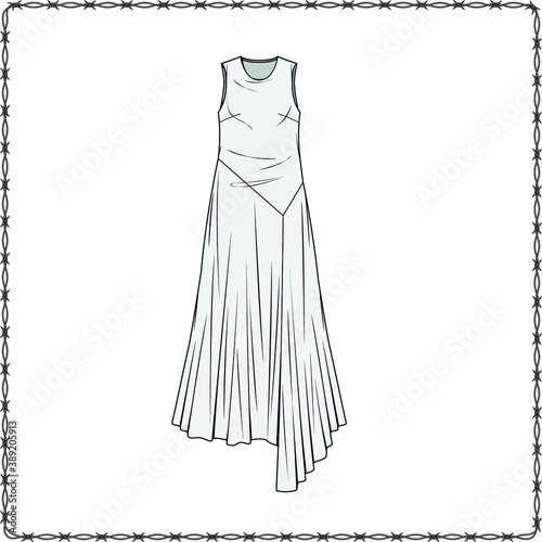 women dress editable fashion flat sketch for creating new designs mockup