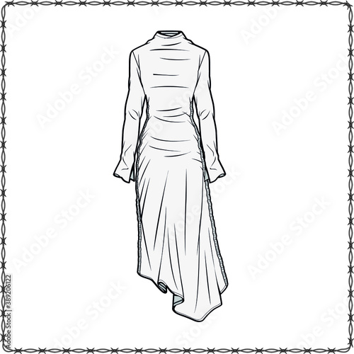 women dress editable fashion flat sketch for creating new designs mockup