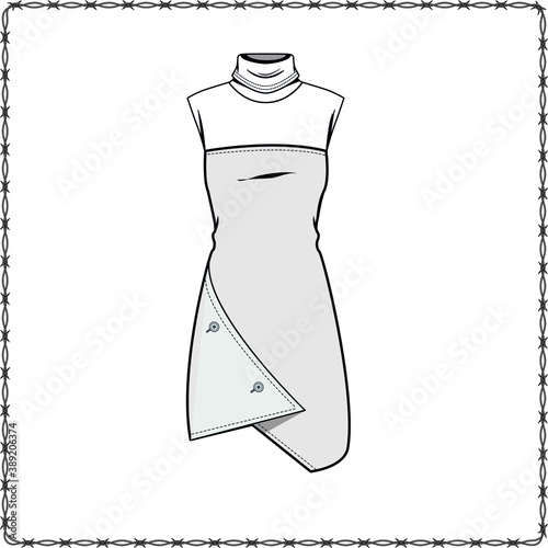 women dress editable fashion flat sketch for creating new designs mockup