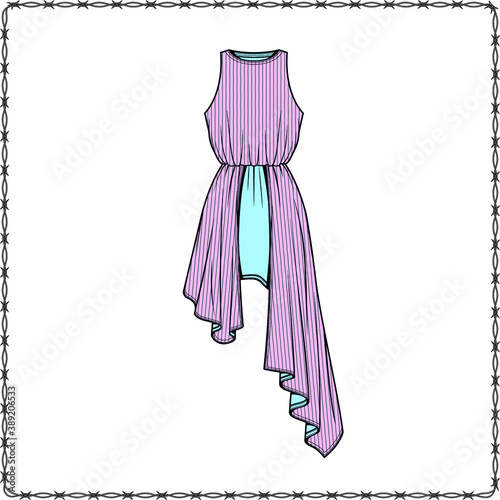 women dress editable fashion flat sketch for creating new designs mockup