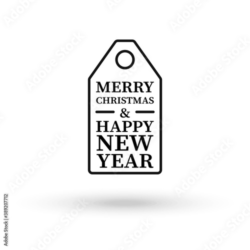 Christmas and New Year gift tag sticker. Vector illustration on white background.