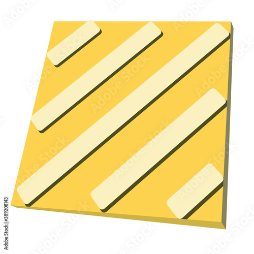 Yellow paving tile for the blind isolated, vector stock illustration with paving tile as an inclusive street for the safety of the blind and disabled