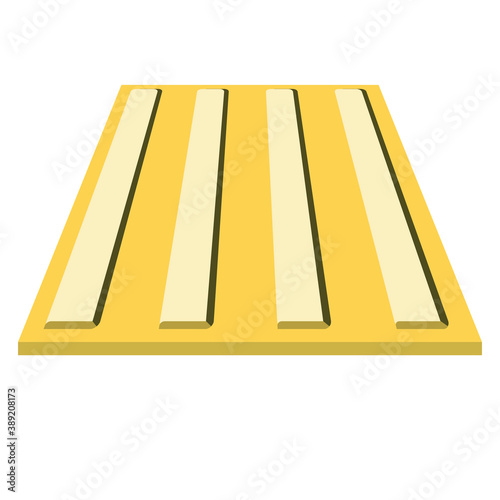 Yellow paving tile for the blind isolated, vector stock illustration with paving tile as an inclusive street for the safety of the blind