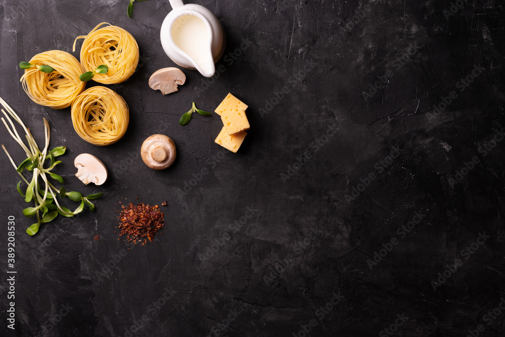 Ingredients for cooking italian pasta Ingredients for cooking italian pasta