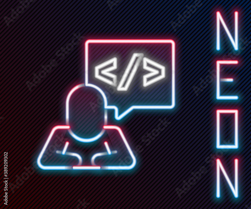 Glowing neon line Web design and front end development icon isolated on black background. Colorful outline concept. Vector.