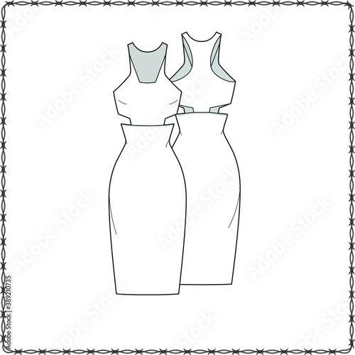 women dress editable fashion flat sketch for creating new designs mockup