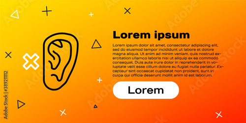 Line Deafness icon isolated on yellow background. Deaf symbol. Hearing impairment. Colorful outline concept. Vector.