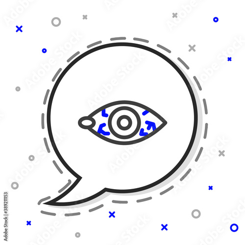 Line Reddish eye due to viral, bacterial or allergic conjunctivitis icon isolated on white background. Colorful outline concept. Vector.