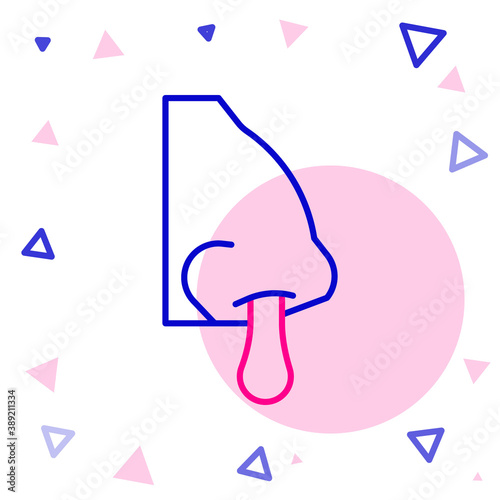 Line Runny nose icon isolated on white background. Rhinitis symptoms, treatment. Nose and sneezing. Nasal diseases. Colorful outline concept. Vector.